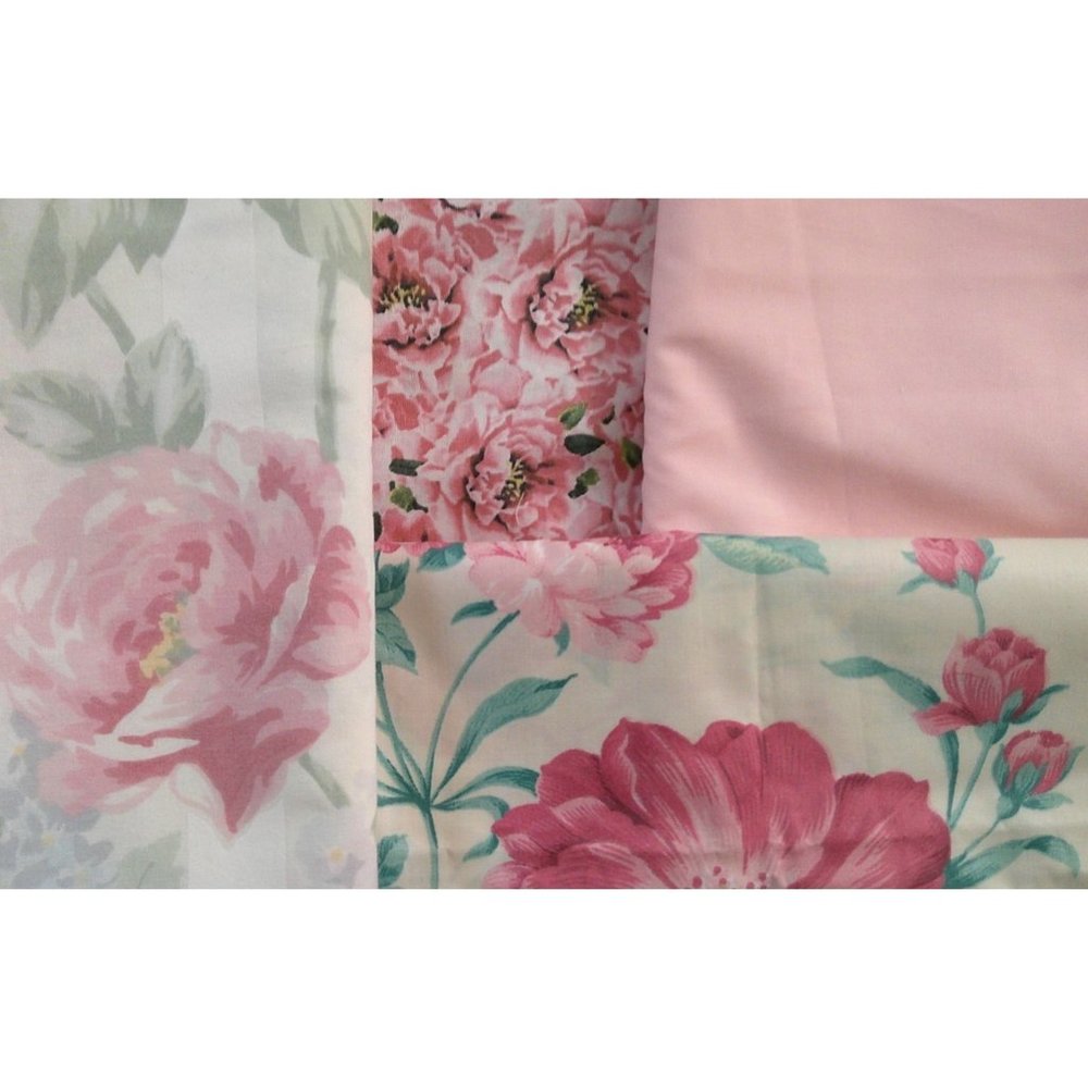 Pink Floral Fabric & Pillow Panel Sewing * Quilting * Blankets * F212 aq